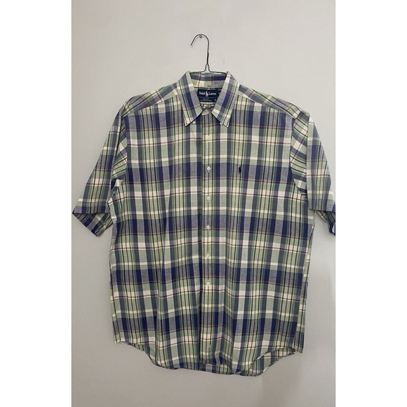 Polo Ralph Lauren Other - Vtg Polo Ralph Lauren Short Sleeve Shirt Men's Large Plaid Button Up Made in USA